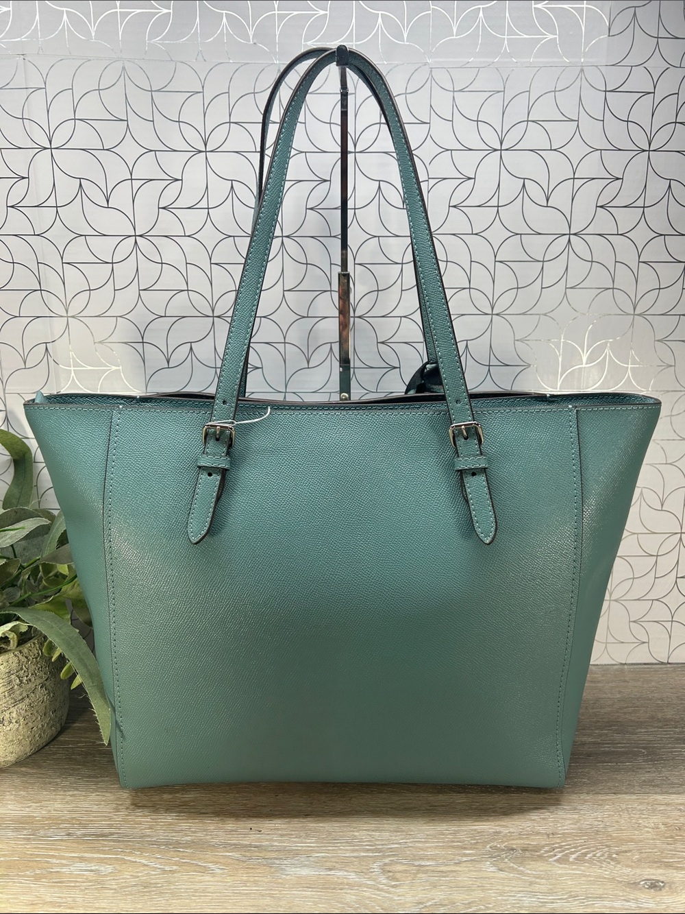 3674 Coach Teal Leather large Tote Bag 267023674 - Picture 2 of 15